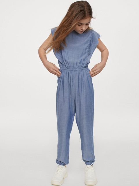 

H&M Girls Blue Solid Flounced Jumpsuit