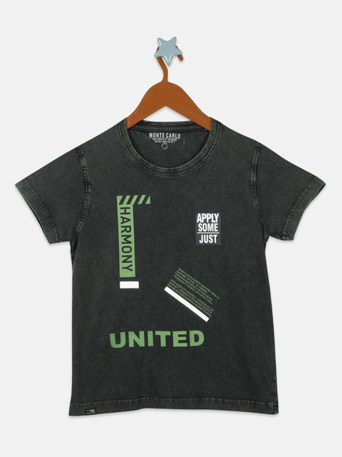

Monte Carlo Boys Green Printed V-Neck T-shirt