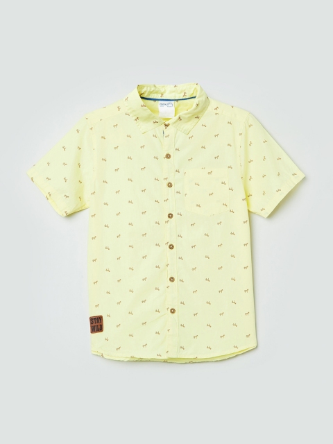 

max Boys Yellow Regular Fit Printed Casual Shirt