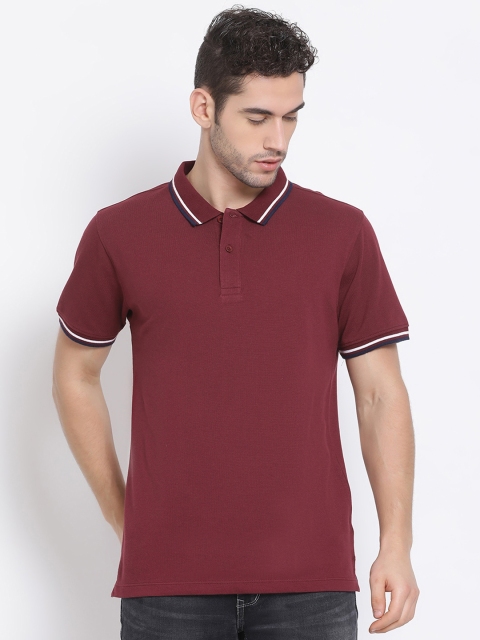 

Richlook Men Maroon Solid Polo Collar T-shirt
