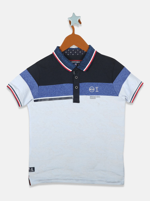 

Monte Carlo Boys Blue Striped Polo Collar T-shirt