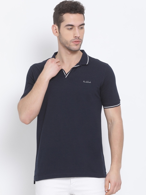 

Richlook Men Navy Blue Solid Polo Collar T-shirt