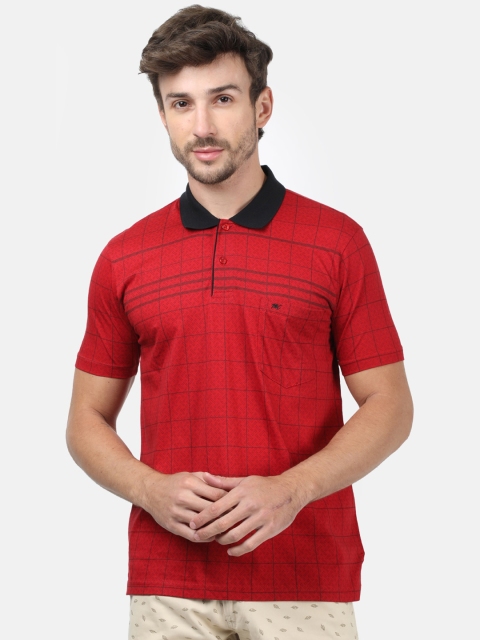 

Monte Carlo Men Red Printed Polo Collar T-shirt
