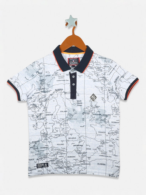 

Monte Carlo Boys Blue Printed Polo Collar T-shirt