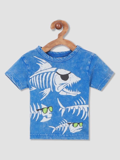 

The Childrens Place Boys Blue & White Printed Round Neck T-shirt