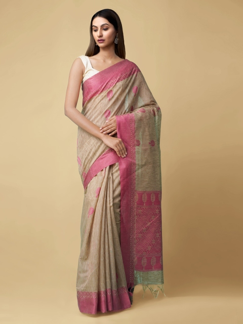 

Unnati Silks Brown Silk Cotton Woven Design Kanjeevaram Saree