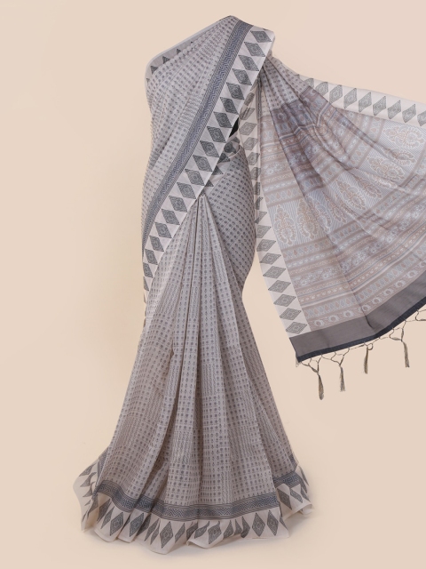 

Pothys Grey Printed Cotton Blend Saree