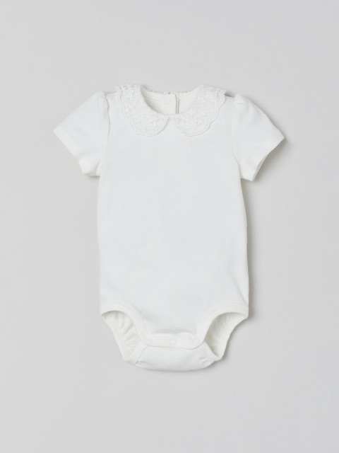

H&M Girls Lace-collared bodysuit, White