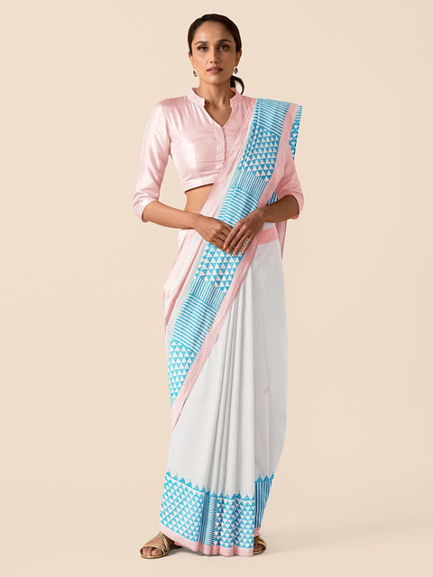 

Taneira Multicoloured Pure Cotton Solid Taant Saree, Multi