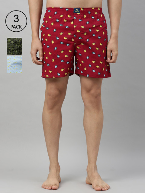 

Joven Men Pack of 3 Printed Boxers JB3P-YGMTCP, Red