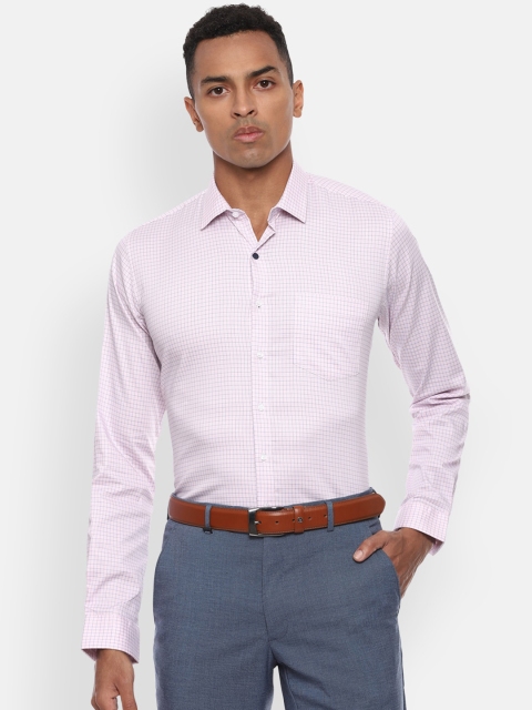 

Van Heusen Men Pink & Blue Slim Fit Checked Formal Shirt