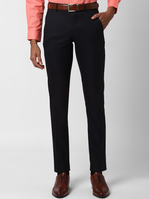

Peter England Men Black Slim Fit Checked Formal Trousers