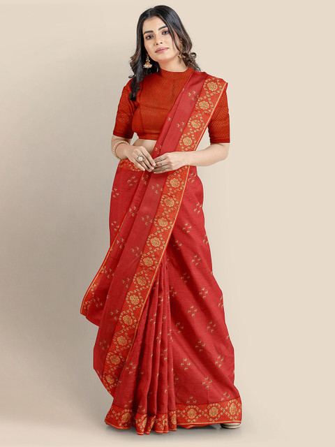 

KLM Fashion Mall Maroon Woven Design Silk Blend Saree