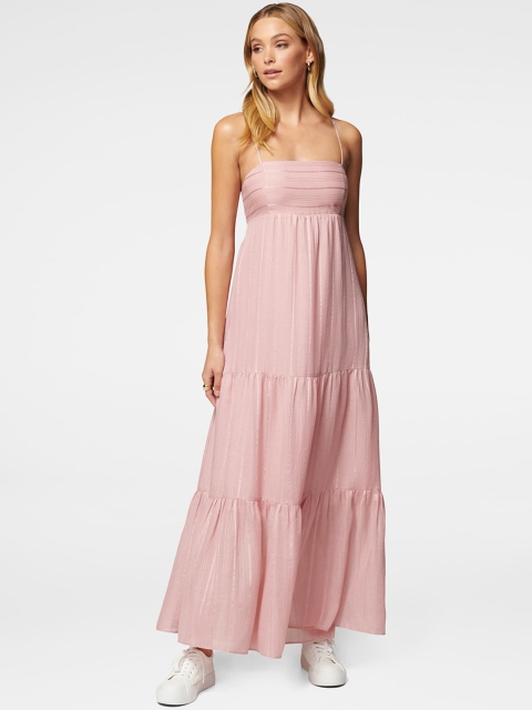 

Forever New Women Pink Solid Maxi Dress