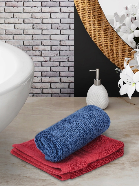 

Living scapes by Pantaloons Unisex Set Of 2 Solid 550 GSM Face Towels, Blue