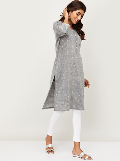 

Melange by Lifestyle Women Grey Printed Kurta