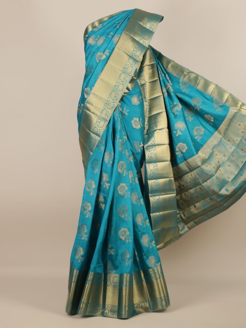 

Pothys Blue Woven Design Jute Silk Saree