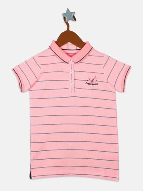

Monte Carlo Girls Pink Striped V-Neck T-shirt