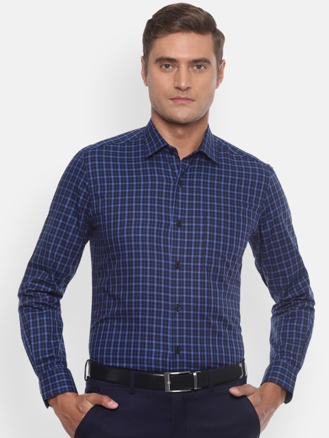 

Louis Philippe Men Navy Blue Slim Fit Checked Cotton Casual Shirt