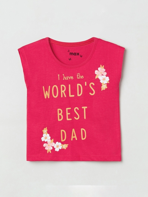 

max Red Printed Pure Cotton Regular Top