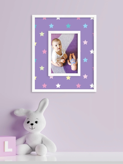 

RANDOM Purple & White Printed Synthetic MDF Wood Individual Wall Photo Frame