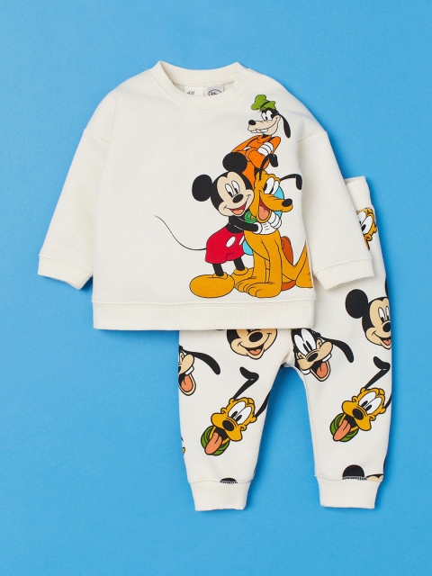 

H&M Infant Boys 2-Piece Mickey Mouse Printed Sweatshirt Set, White