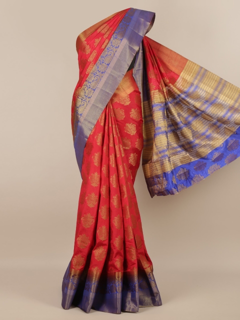 

Pothys Maroon & Blue Jute Silk Woven Design Saree