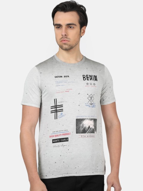 

Monte Carlo Men Grey Printed Round Neck T-shirt