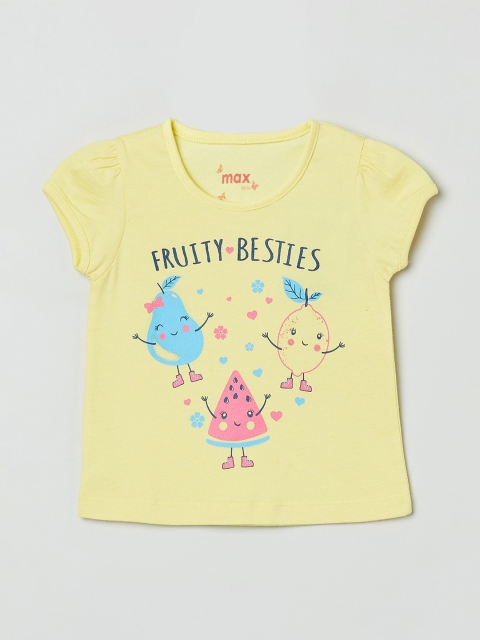 

max Yellow Printed Pure Cotton Regular Top