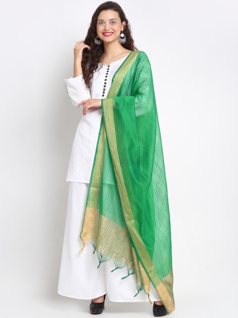 

Aujjessa Women Green & Gold-Toned Woven Design Dupatta