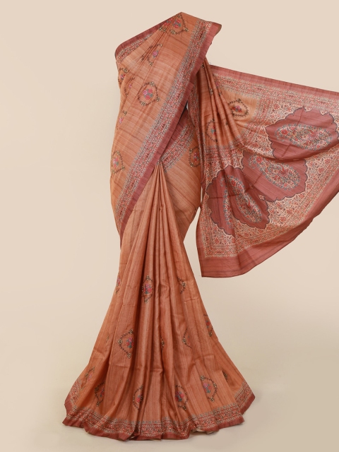 

Pothys Brown Printed Jute Cotton Saree
