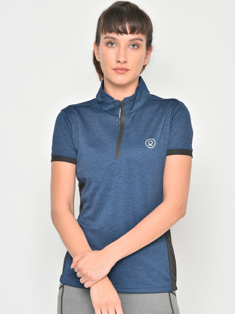 

Chkokko Women Blue Solid High Neck T-shirt