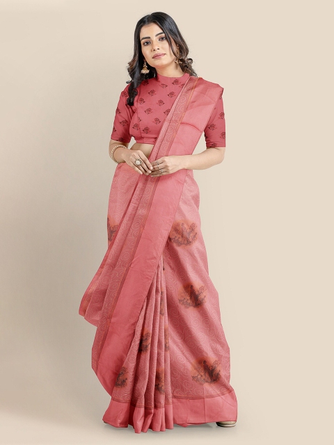 

KLM Fashion Mall Peach-Coloured Silk Blend Woven Design Banarasi Saree