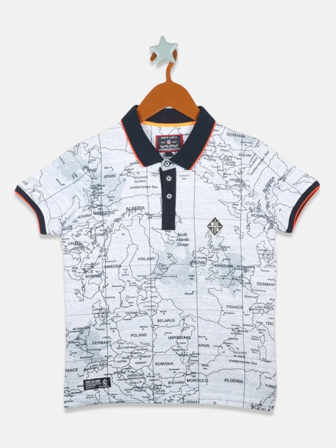 Monte Carlo Boys Blue Printed Polo Collar T-shirt
