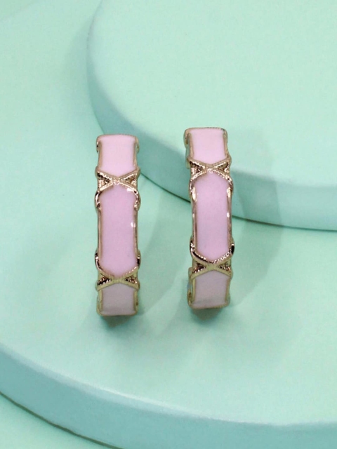 

Runway Ritual Pink Contemporary Hoop Earrings