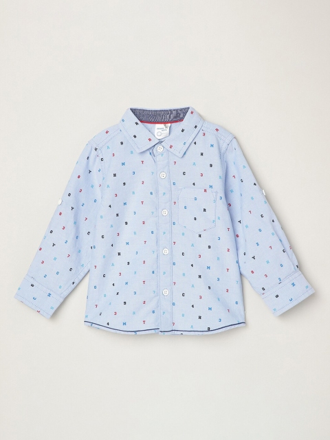 

max Boys Blue Regular Fit Printed Casual Shirt