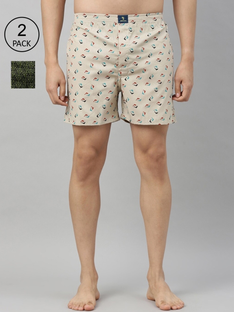 Joven Men Pack Of 2 Printed Boxers JB2P-FSYG, Beige
