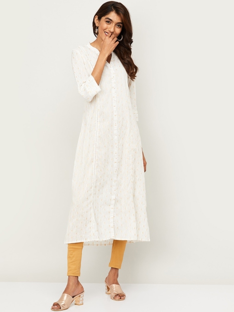 

Melange by Lifestyle Women Off White & Yellow Striped Kurta
