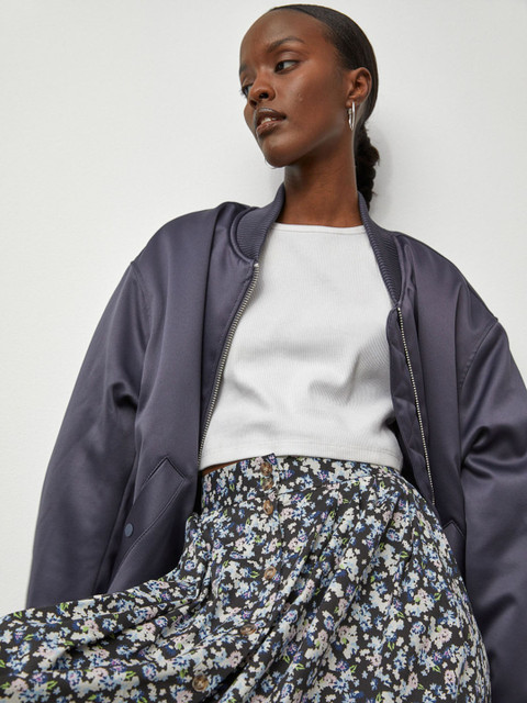 

H&M Women Multicoloured Floral Printed Button-front Skirt, Multi