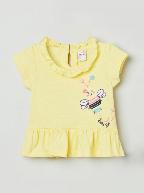 

max Yellow Printed Pure Cotton Regular Top