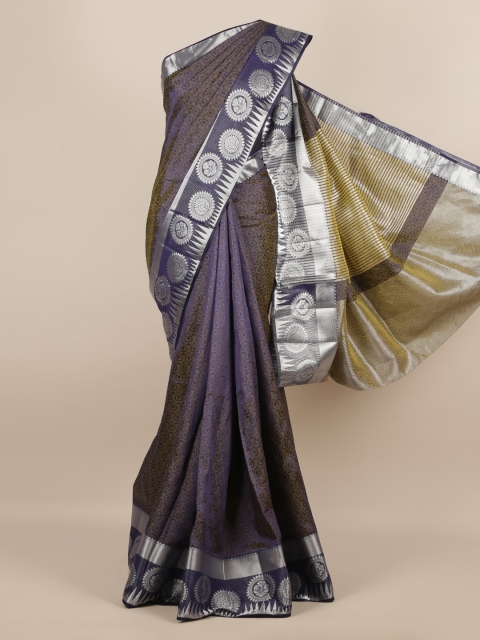 

Pothys Green & Navy Blue Jute Silk Woven Design Saree