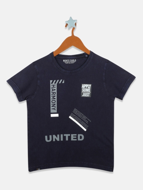 

Monte Carlo Boys Navy Blue Printed Round Neck T-shirt