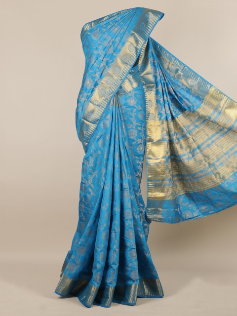 

Pothys Blue Woven Design Jute Silk Saree