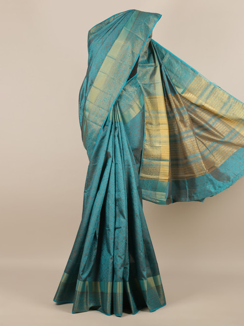 

Pothys Blue Woven Design Jute Silk Saree