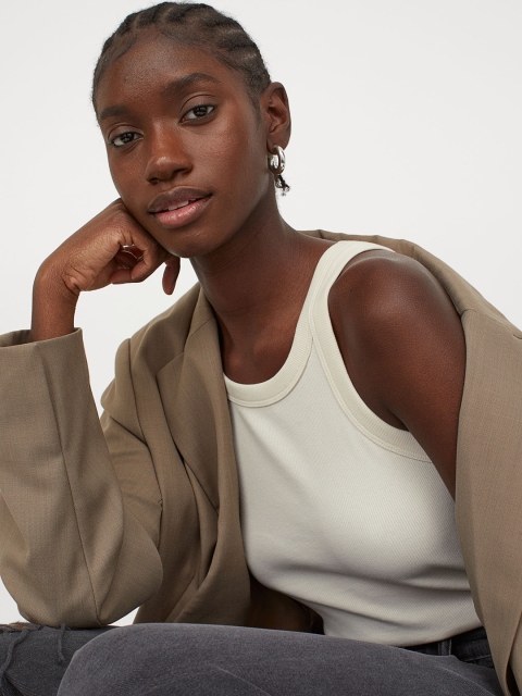 

H&M Women White Ribbed Vest Top