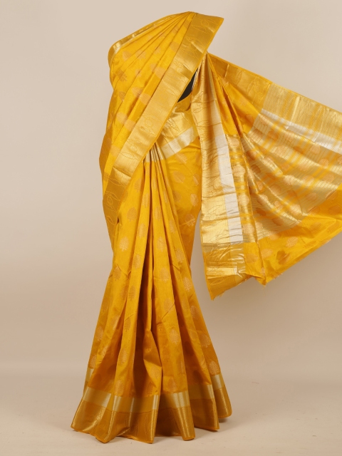 

Pothys Mustard & Gold-Toned Jute Silk Woven Design Saree