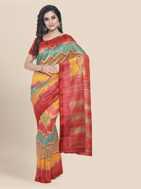 

KLM Fashion Mall Multicoloured Linen Blend Printed Banarasi Saree, Multi