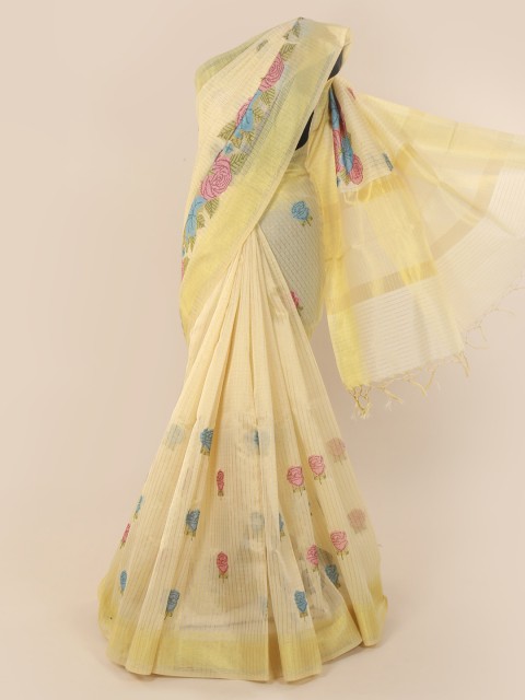 

Pothys Yellow Printed Cotton Blend Saree