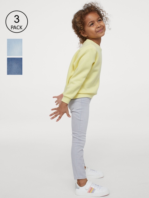 

H&M Girls 3-Pack Denim Leggings, Blue