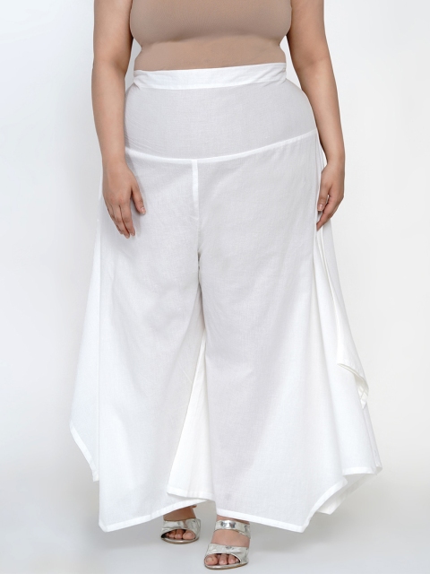 

Fabnest Curve Women White Solid Flared Palazzos